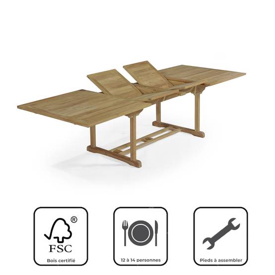Table extensible rectangulaire teck massif 12 places Sydney - TECK'Attitude - Image 9
