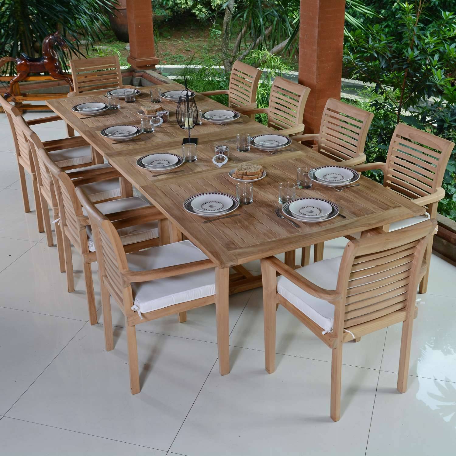Table extensible rectangulaire teck massif 12 places Sydney - TECK'Attitude - Image 2