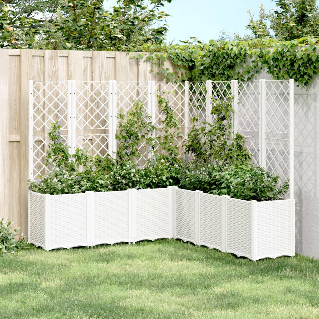 ComfortXL - Grand Carré Potager avec Treillis Modulable XXL pour Jardin Extérieur 160x160x140 cm Blanc - ComfortXL Outdoor Living - Image 1