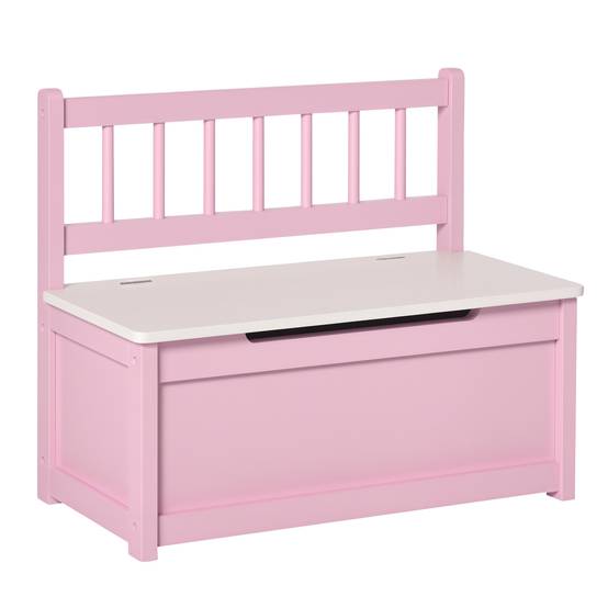 Banc coffre rose et blanc couvercle amorti charge maximale 40 kg salle de jeu enfant 60 × 30 × 50 cm - Image 1
