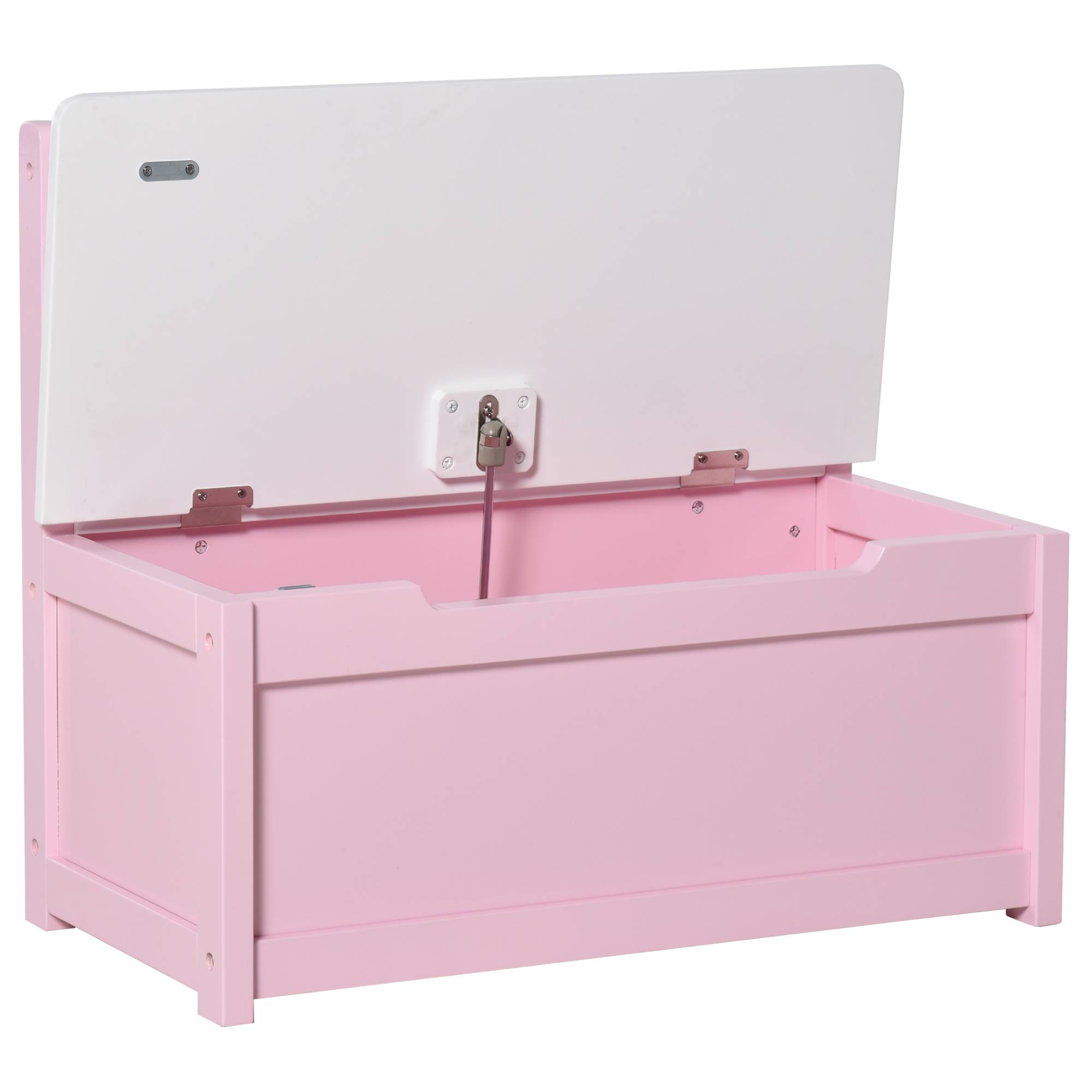 Banc coffre rose et blanc couvercle amorti charge maximale 40 kg salle de jeu enfant 60 × 30 × 50 cm - Image 9