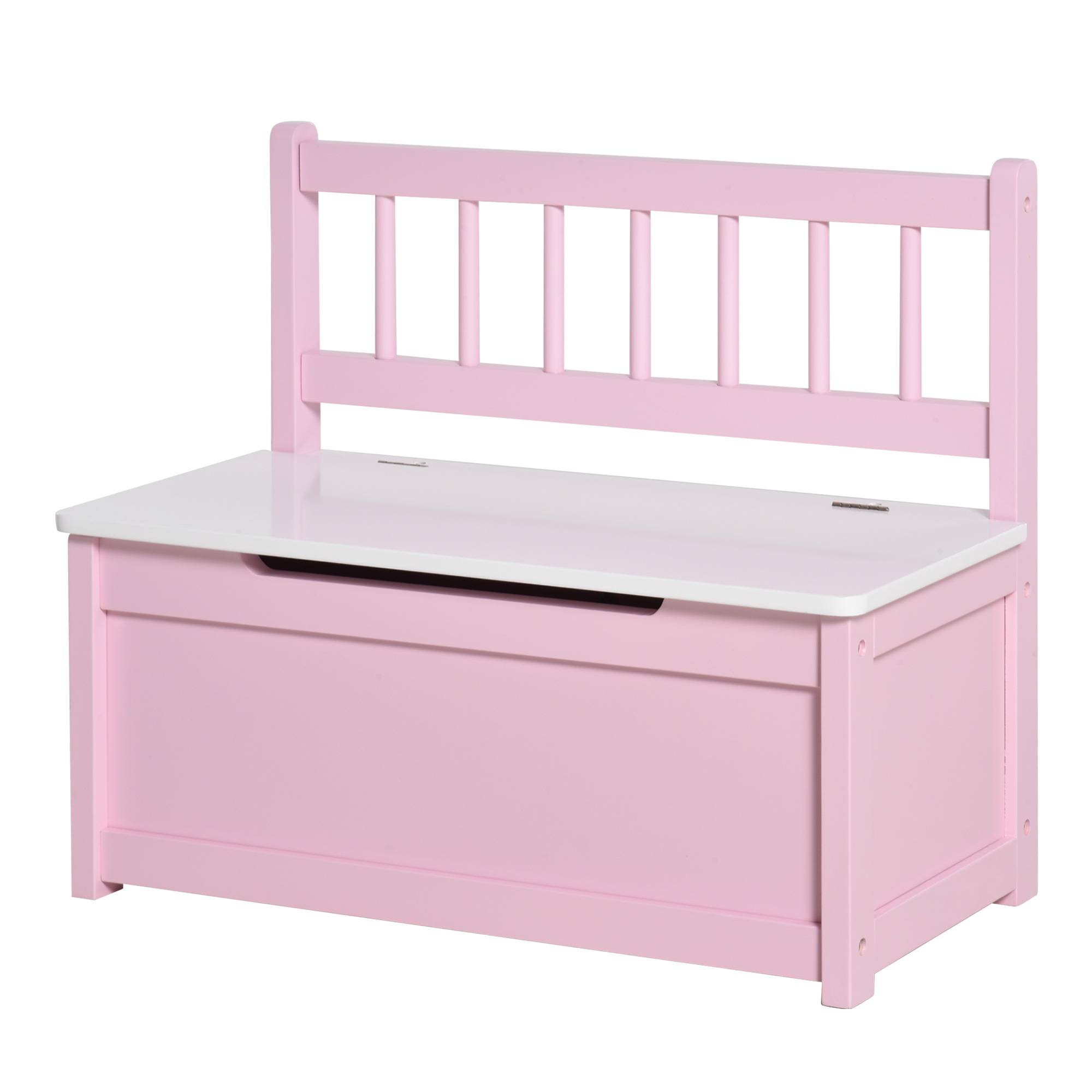 Banc coffre rose et blanc couvercle amorti charge maximale 40 kg salle de jeu enfant 60 × 30 × 50 cm - Image 2