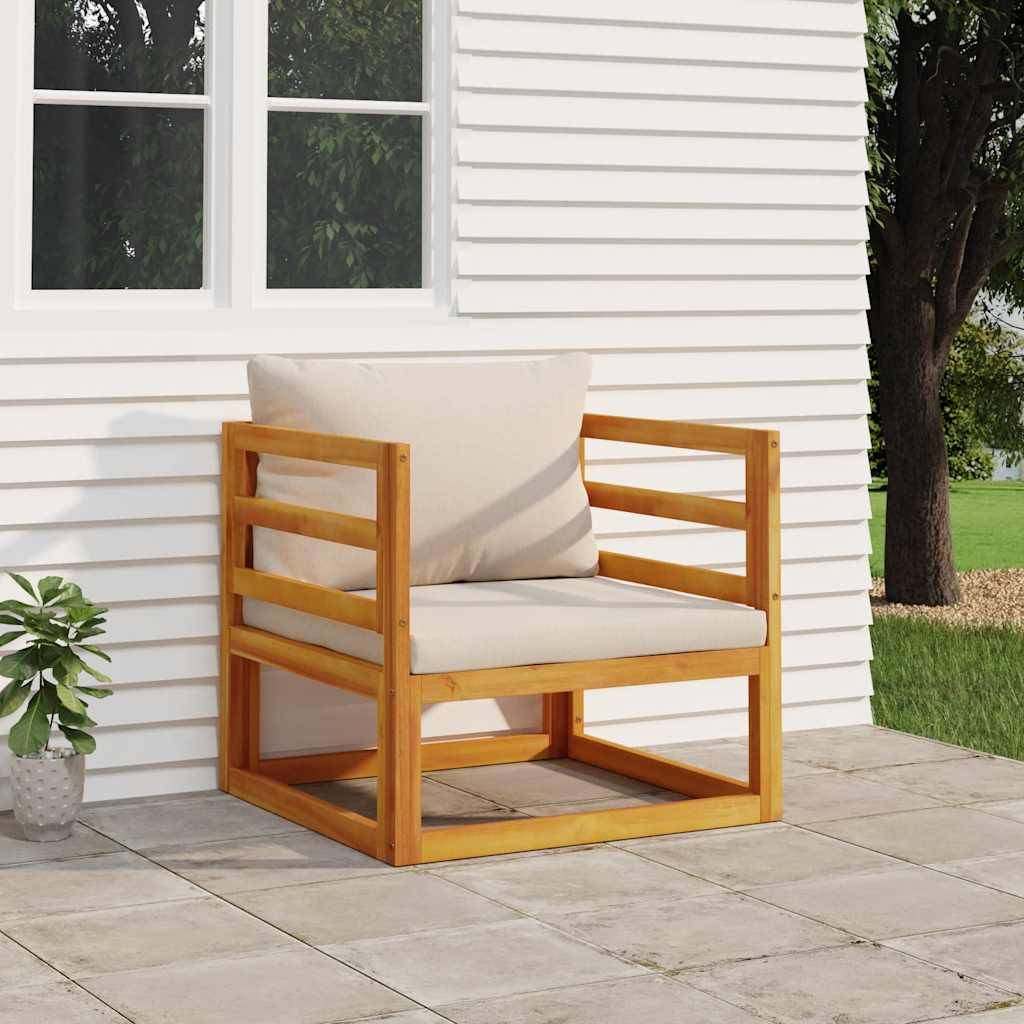 Fauteuil de Jardin Bas en Bois d'Acacia Durable avec Dossier Confortable et Coussins Gris – ComfortXL Outdoor Living - Image 1