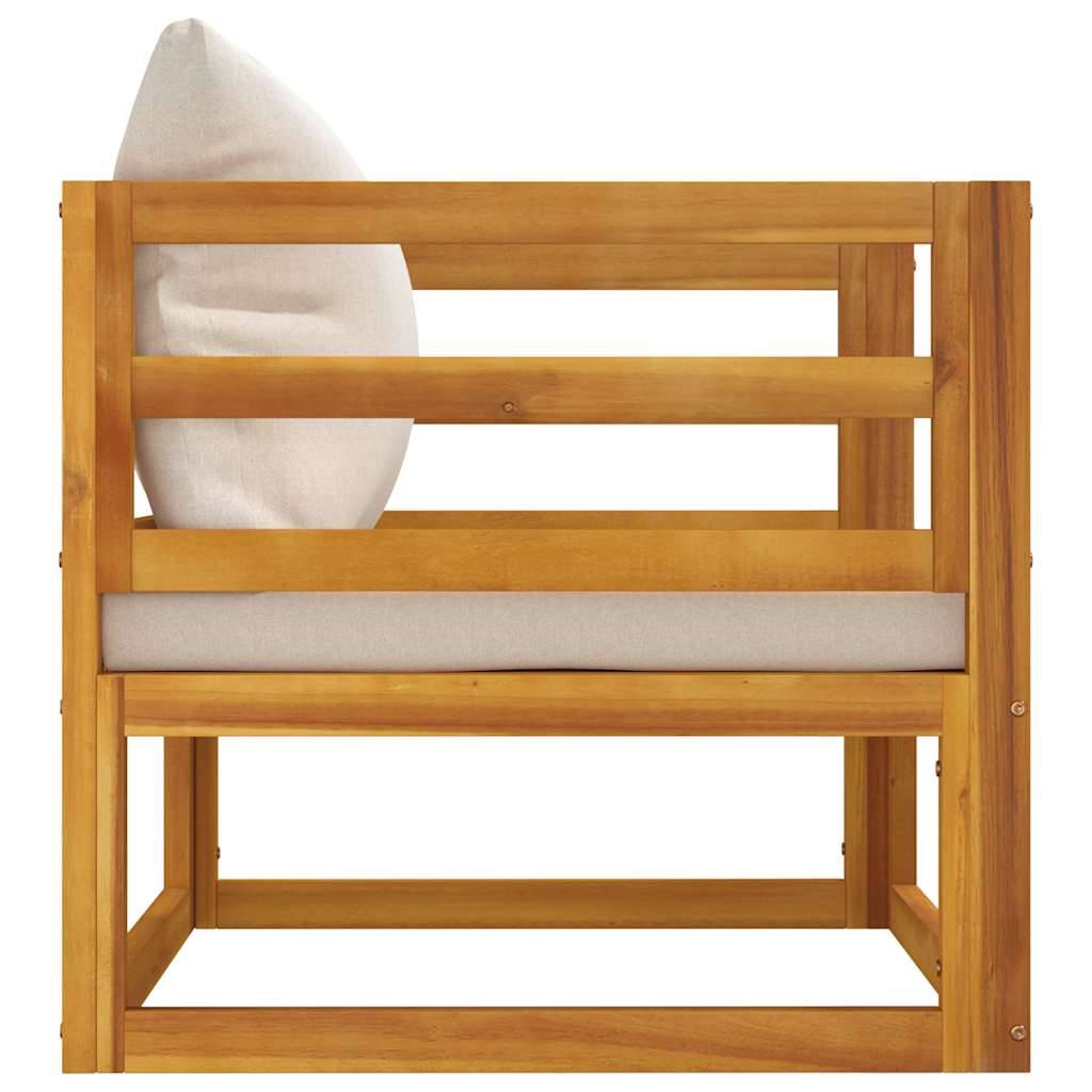 Fauteuil de Jardin Bas en Bois d'Acacia Durable avec Dossier Confortable et Coussins Gris – ComfortXL Outdoor Living - Image 5
