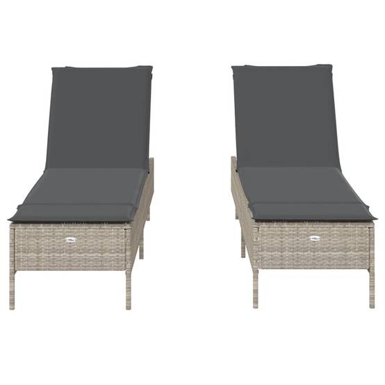 Lot Lits de Soleil Résine Gris Clair 5 Positions Matelas Anthracite Piscine – ComfortXL Outdoor Living - Image 5