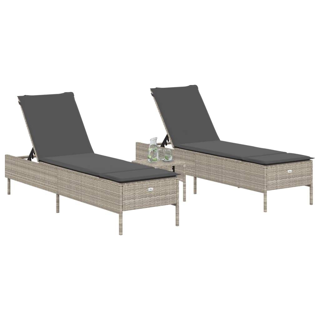 Lot Lits de Soleil Résine Gris Clair 5 Positions Matelas Anthracite Piscine – ComfortXL Outdoor Living - Image 3