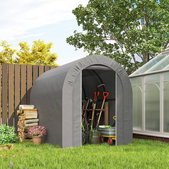 ComfortXL - Tente de stockage avec bâche PE pour jardin garage vélos étanche 239x159x190cm gris - ComfortXL Outdoor Living - Image 4
