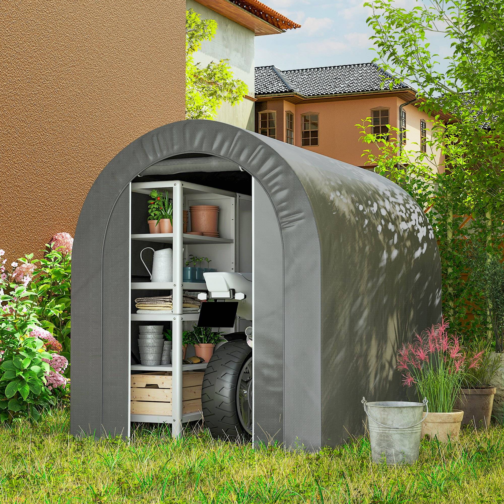 ComfortXL - Tente de stockage avec bâche PE pour jardin garage vélos étanche 239x159x190cm gris - ComfortXL Outdoor Living - Image 3