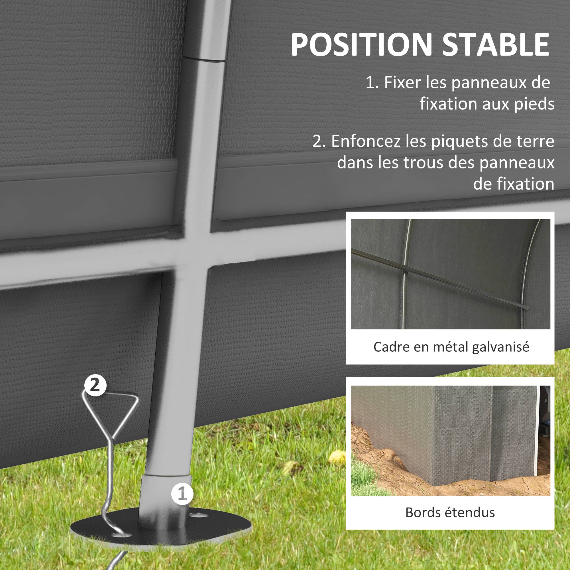 ComfortXL - Tente de stockage avec bâche PE pour jardin garage vélos étanche 239x159x190cm gris - ComfortXL Outdoor Living - Image 7