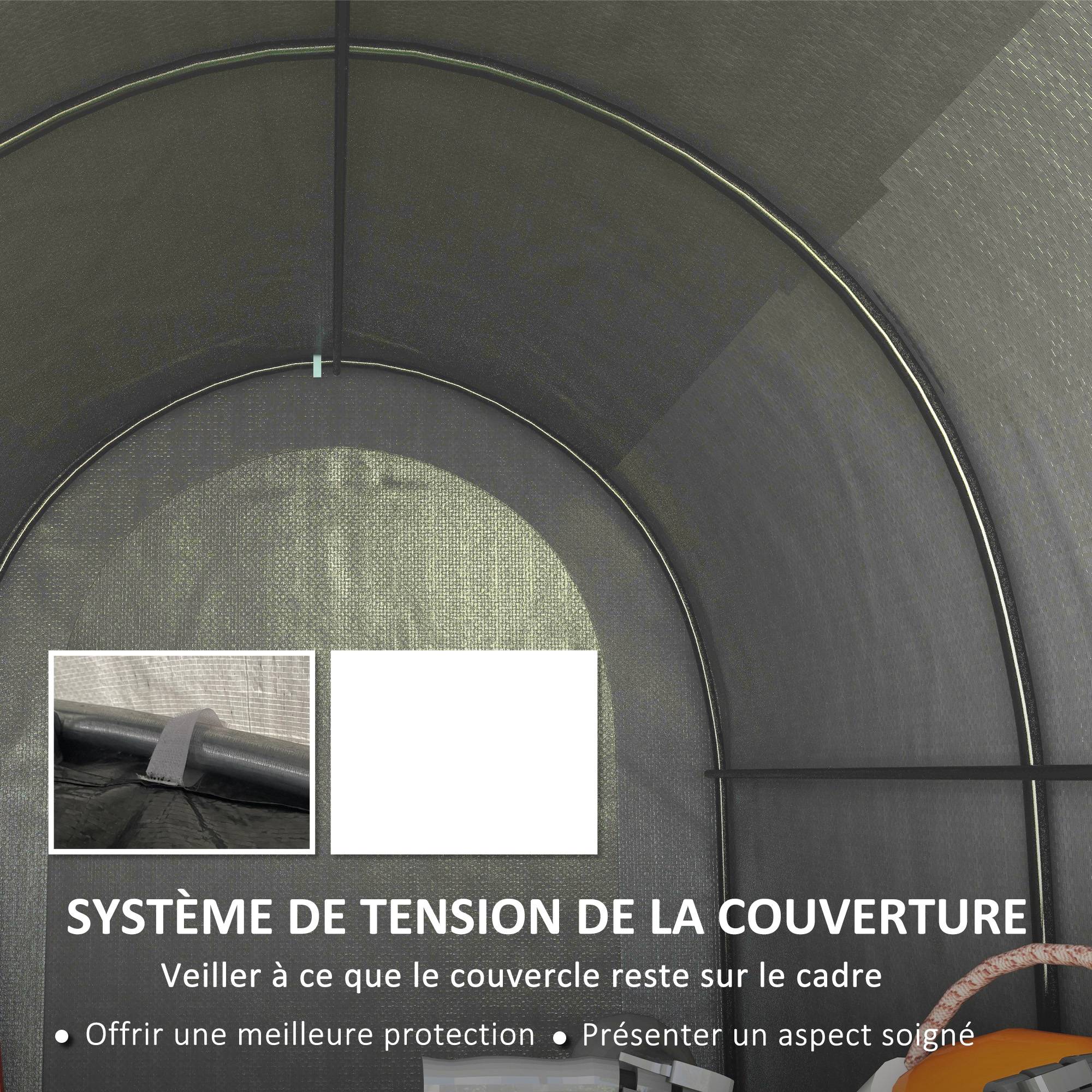 ComfortXL - Tente de stockage avec bâche PE pour jardin garage vélos étanche 239x159x190cm gris - ComfortXL Outdoor Living - Image 9