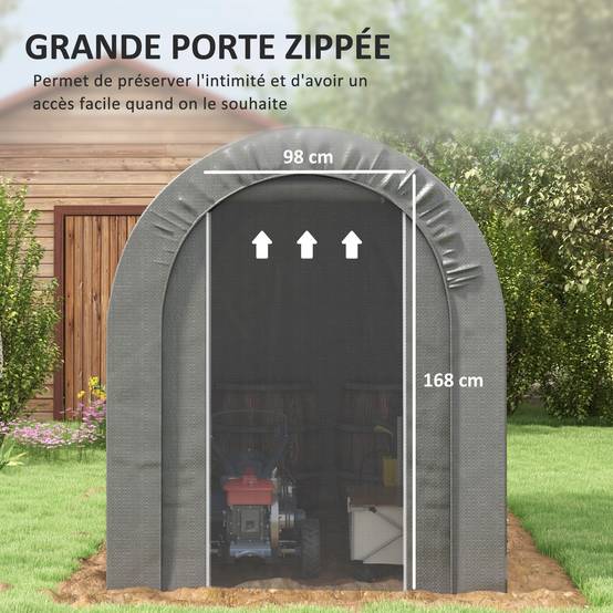 ComfortXL - Tente de stockage avec bâche PE pour jardin garage vélos étanche 239x159x190cm gris - ComfortXL Outdoor Living - Image 8