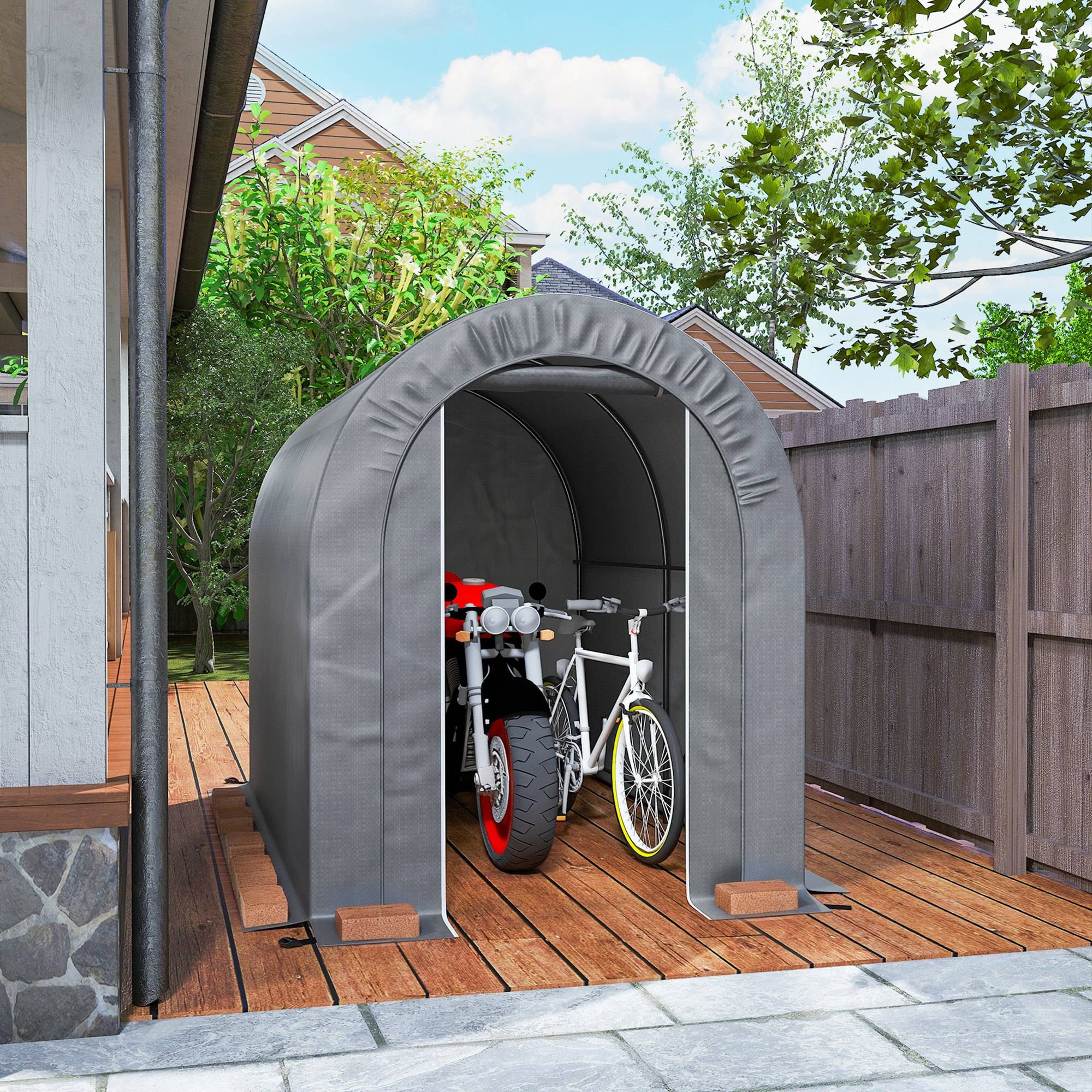 ComfortXL - Tente de stockage avec bâche PE pour jardin garage vélos étanche 239x159x190cm gris - ComfortXL Outdoor Living - Image 10