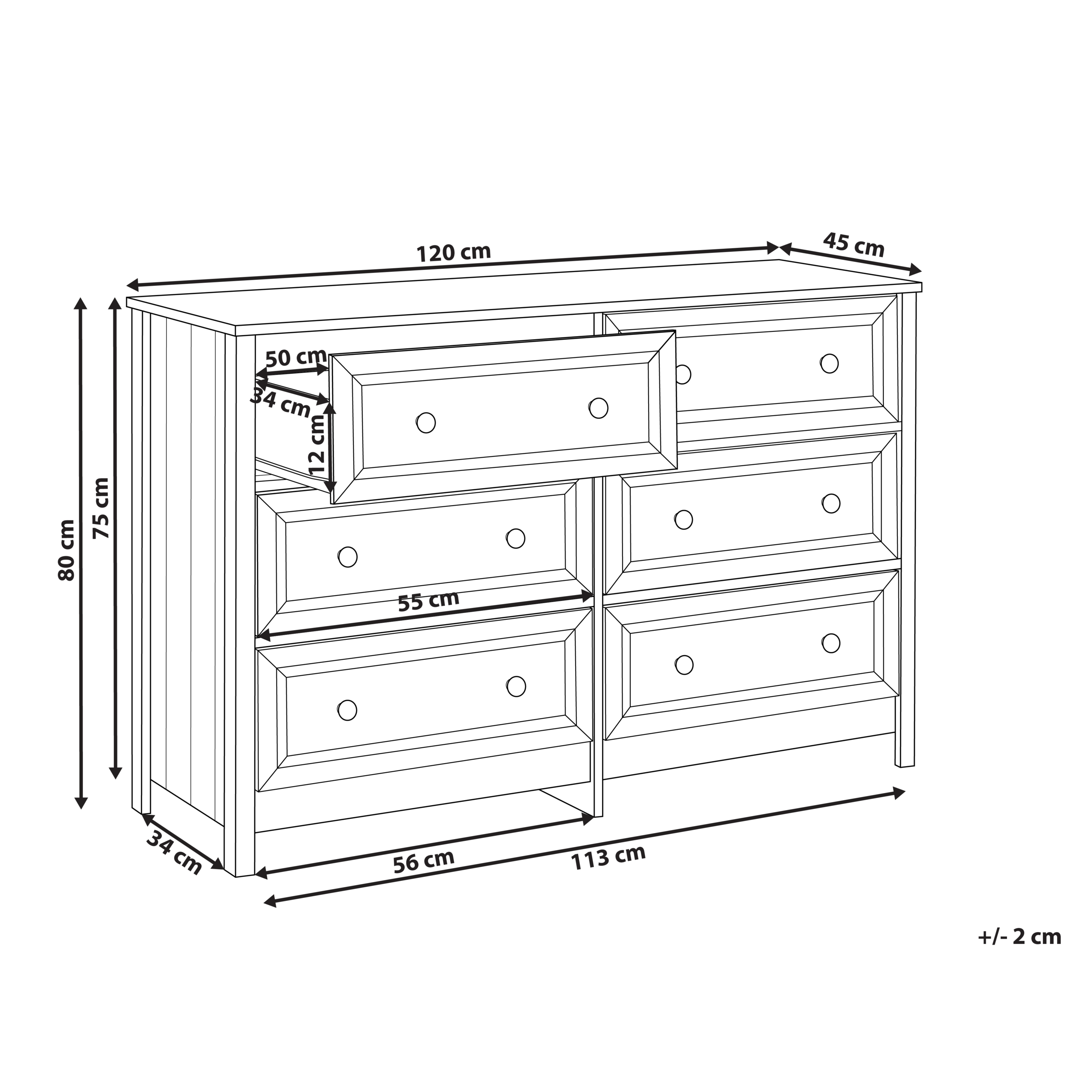 Beliani - Commode Panneau de particules de bois Blanc HAZELVALE - 120x45x80- Beliani - Image 3