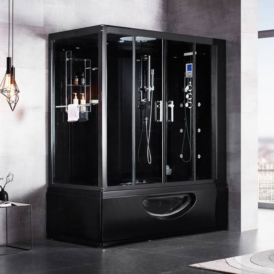 Combi Balneo douche Hammam CBH BLACK Archipel® 179x97 - DROITE - Image 1