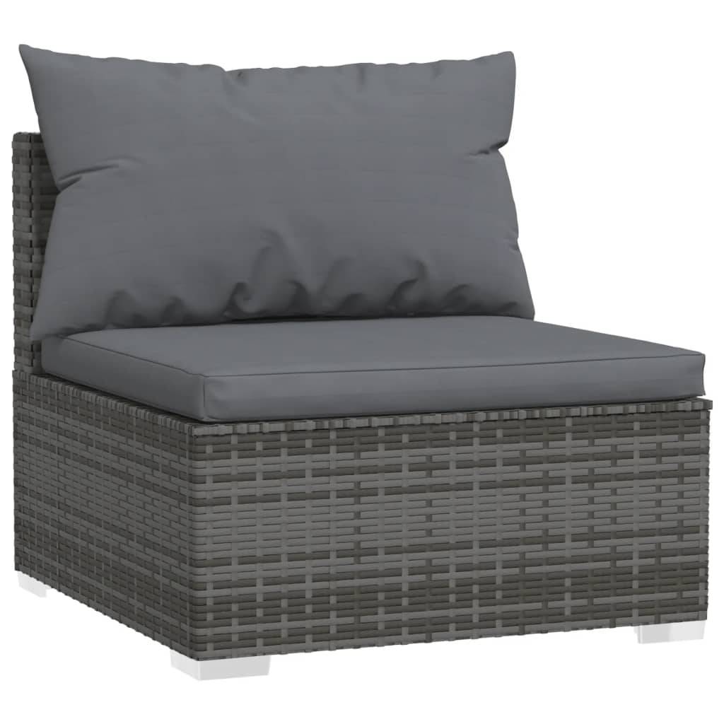 Helloshop26 - Salon de jardin meuble d'extérieur ensemble de mobilier 2 pièces avec coussins résine tressée gris - Image 2