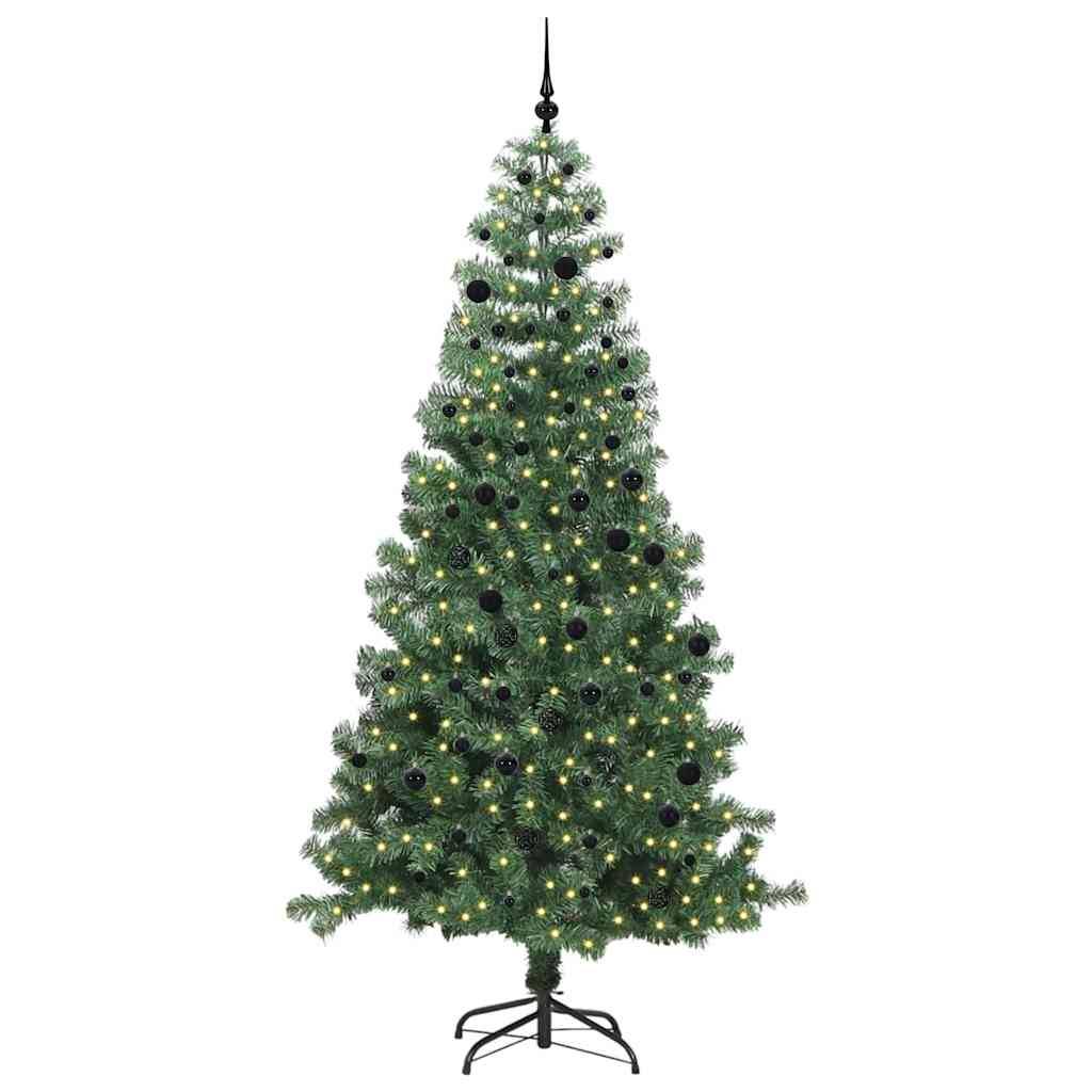 Sapin de Noël | Arbre de Noël avec 300 LED avec support Vert 240 cm PVC Maison Chic - Image 4