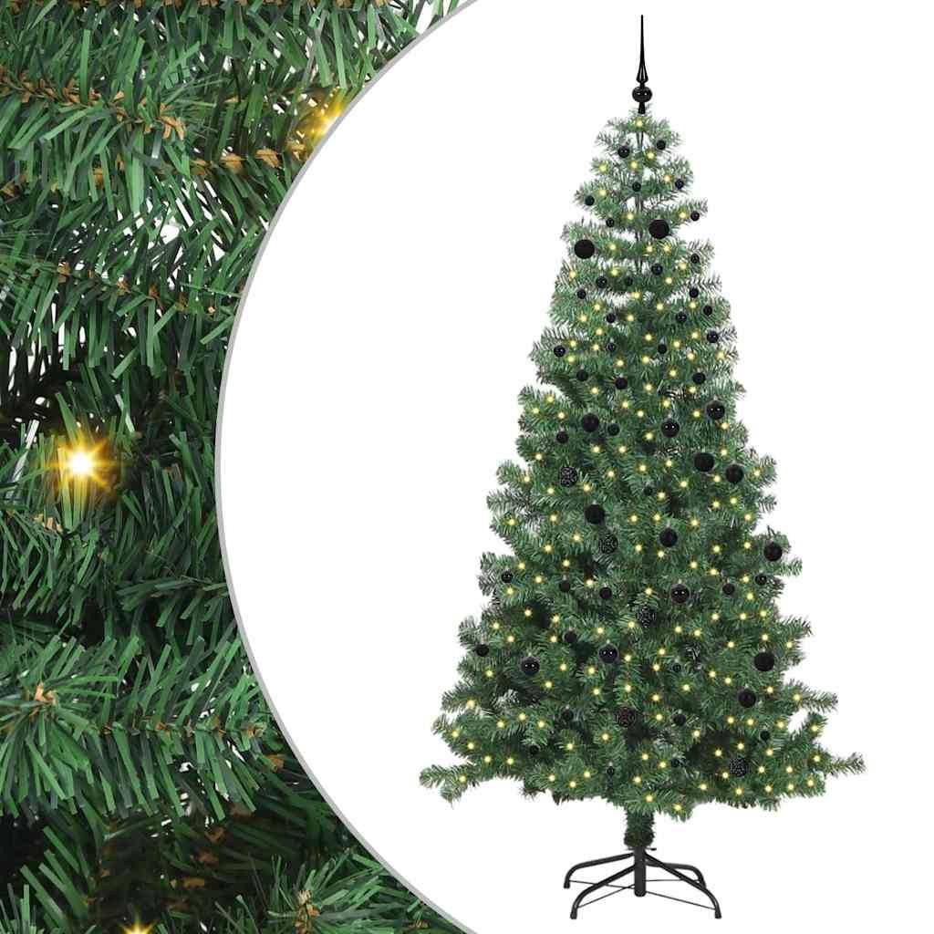 Sapin de Noël | Arbre de Noël avec 300 LED avec support Vert 240 cm PVC Maison Chic - Image 1