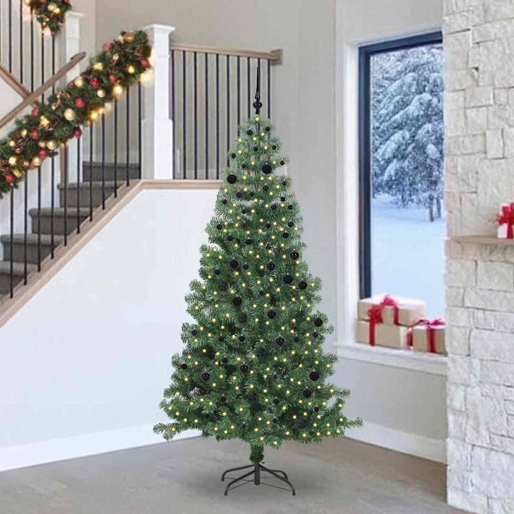 Sapin de Noël | Arbre de Noël avec 300 LED avec support Vert 240 cm PVC Maison Chic - Image 2