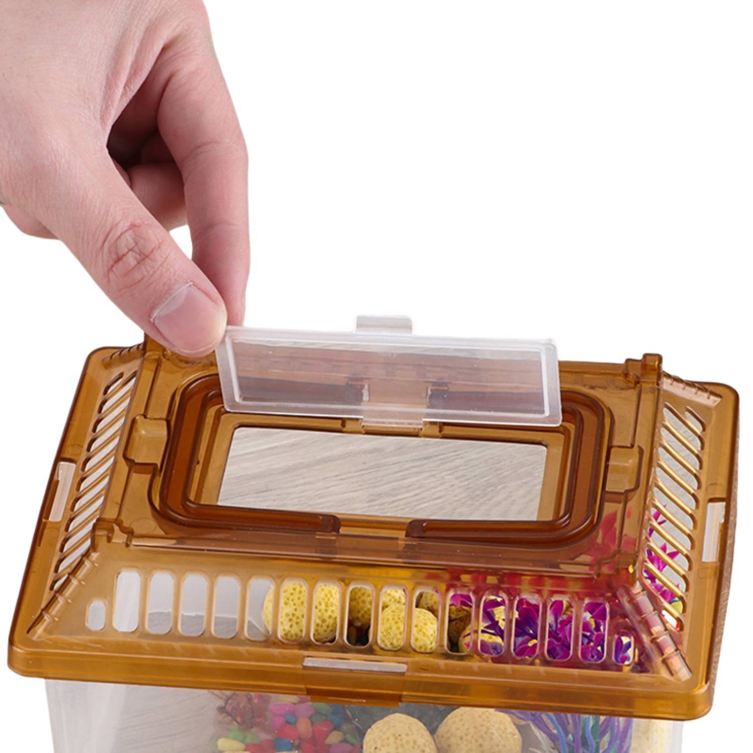 DtopbuyAge - Aquarium Transparent pour Tortue avec Plateforme et Couvercle DtopbuyAge - Image 5