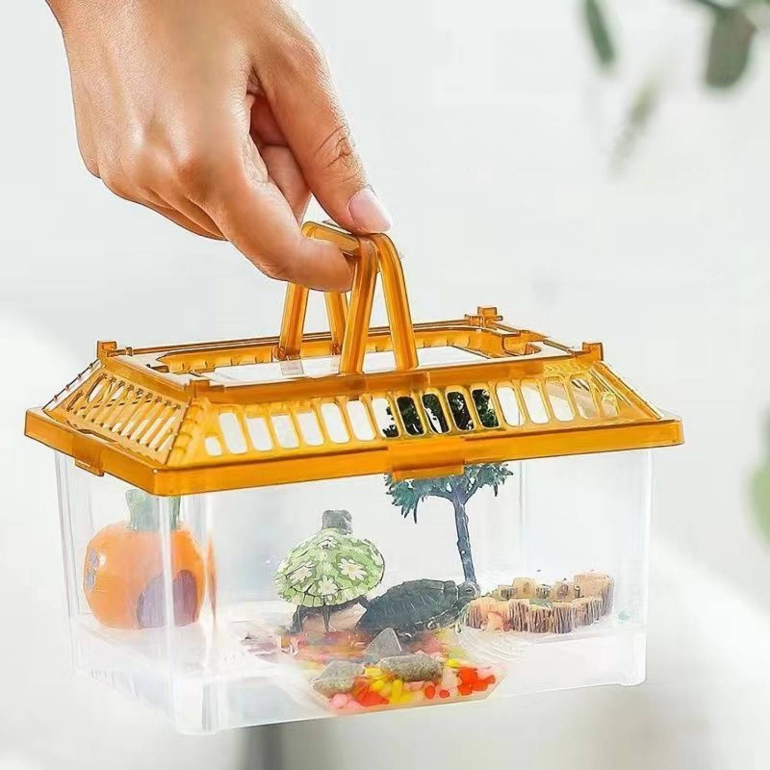 Aquarium Transparent pour Tortue avec Plateforme et Couvercle DtopbuyAge - Image 3