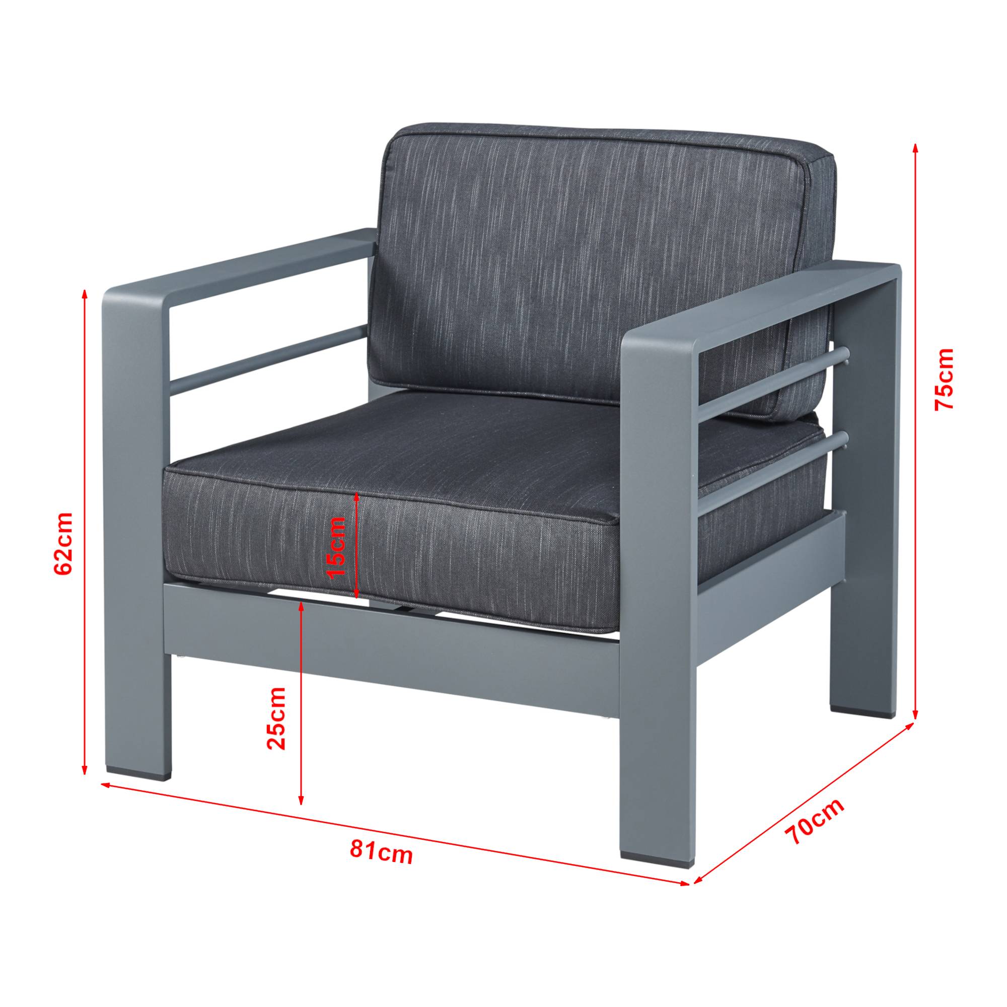 Casa.Pro - Fauteuil d'extérieur Avise 62 x 81 x 70 cm anthracite gris foncé casa.pro - Image 3