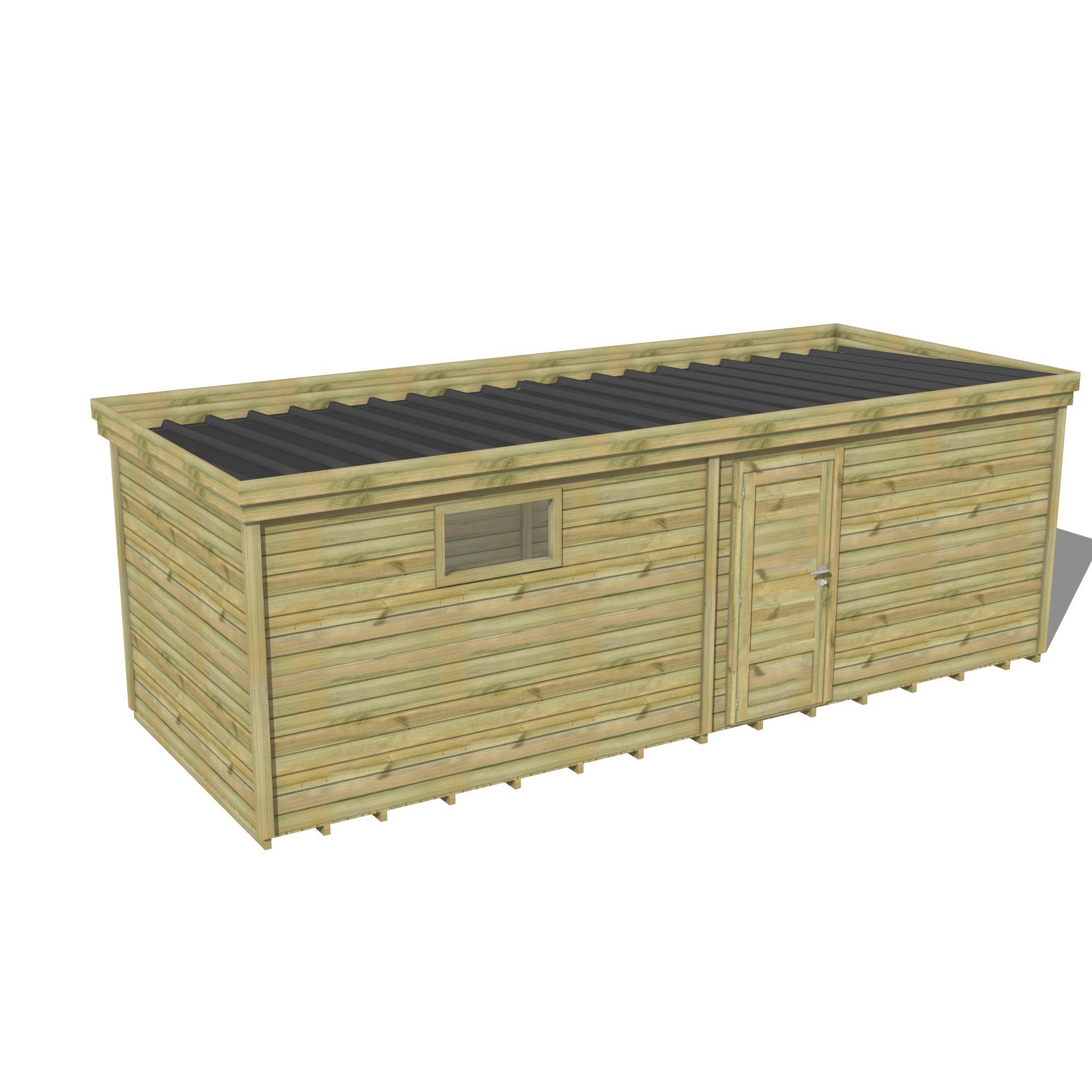 Abri Français - ABRI DE JARDIN bois Pin traité autoclave 27mm - 6,795x2,64m / 18m2 - Bac acier - Plancher bois - Image 1