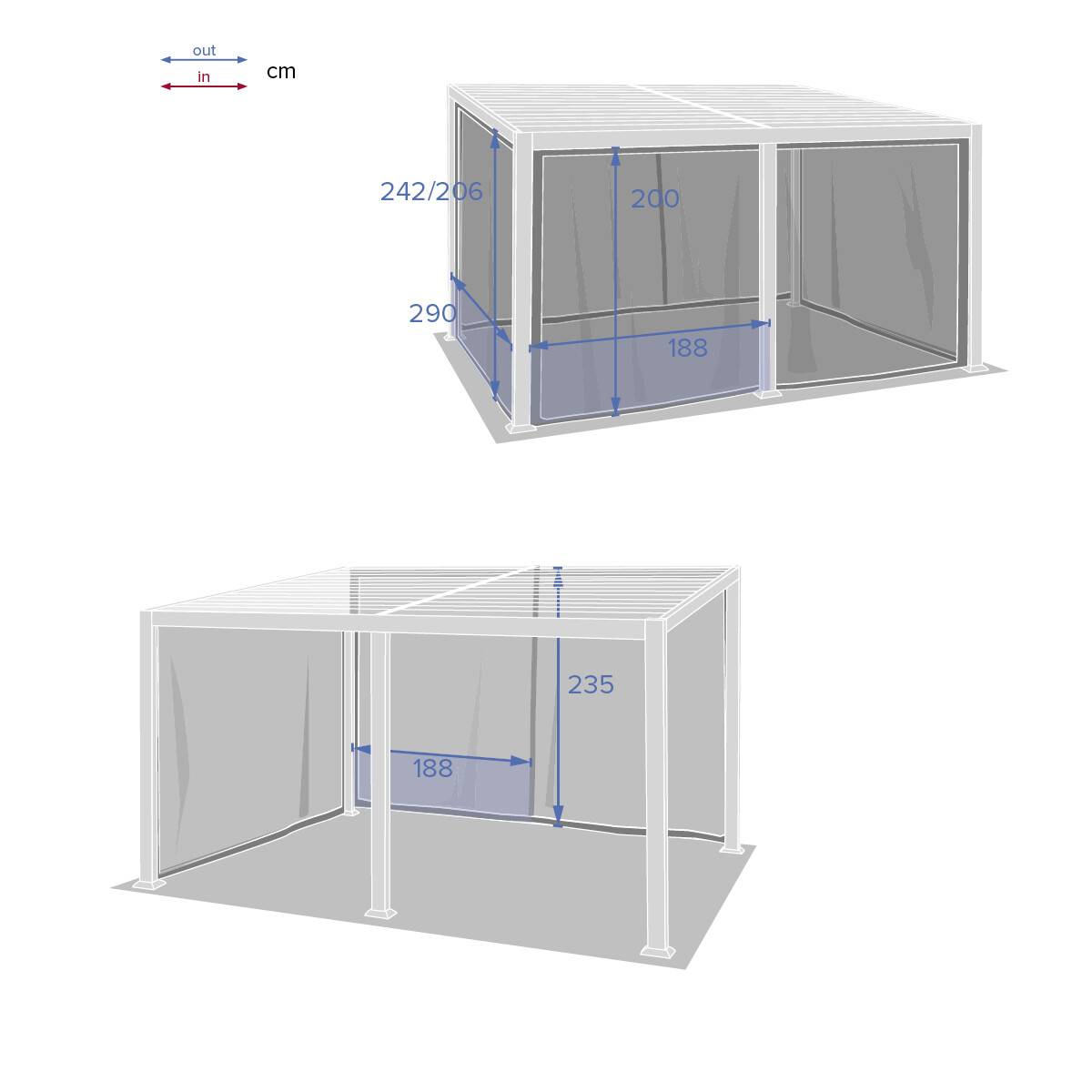 Hesperide - Moustiquaire pour pergola "Avila" graphite 4x3m en polyester Hespéride - Image 3