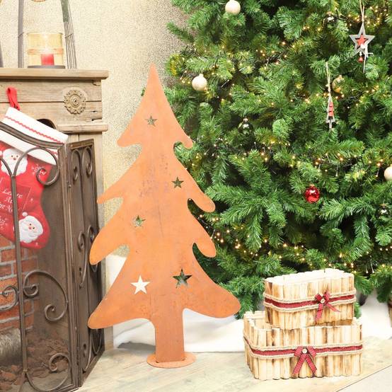 Chemin De Campagne - Sapin de Noël décoratif jardin extérieur métal rouillé marron 100cm Chemin de campagne - Image 2