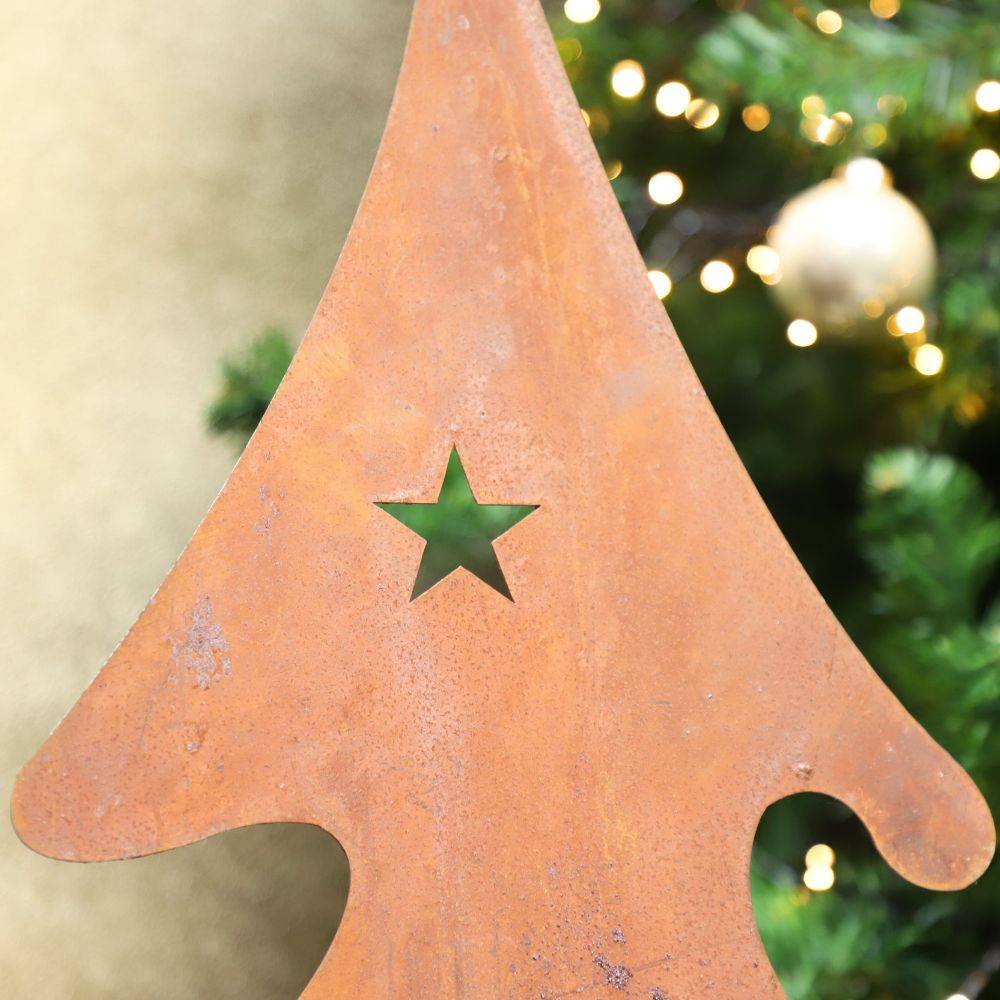 Chemin De Campagne - Sapin de Noël décoratif jardin extérieur métal rouillé marron 100cm Chemin de campagne - Image 4