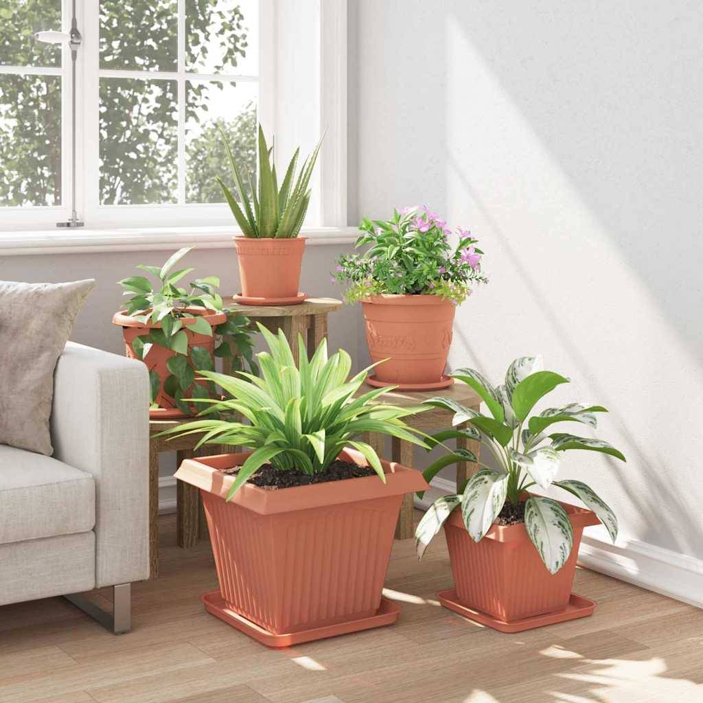 Vidaxl - Pots de plantes 6 pc Rouge brique Plastique vidaXL 3403295 - Image 5