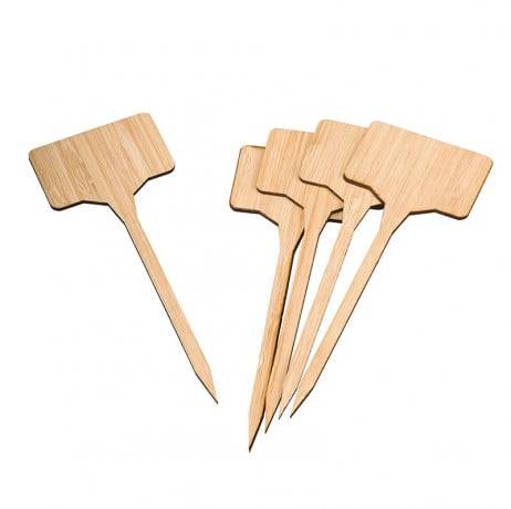 Etiquettes en T à planter en bambou naturel lot de 5 - Image 1