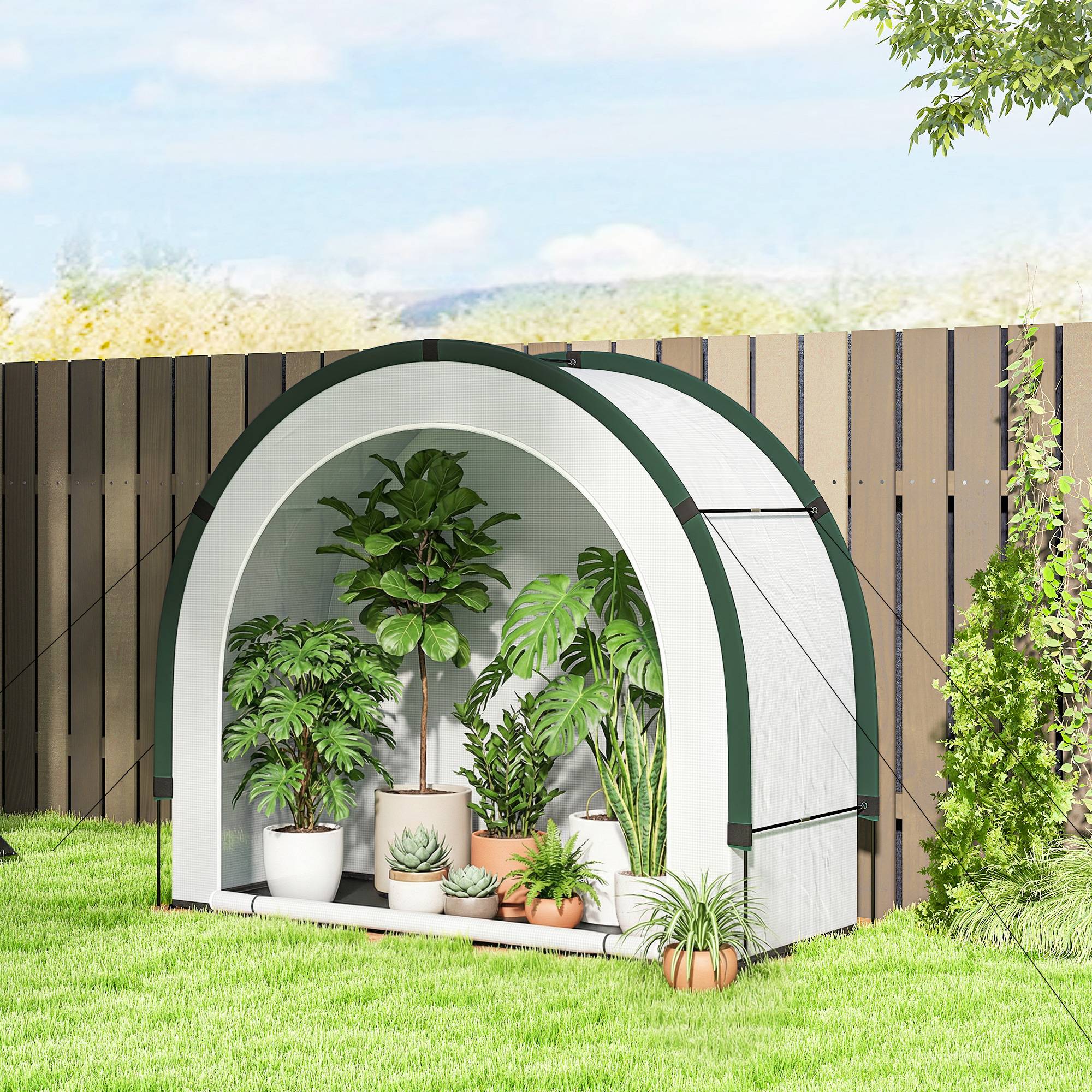 Serre de jardin pliable en PE et fibre de verre vert 200 x 80 x 164 cm - PANGIVO - Image 3