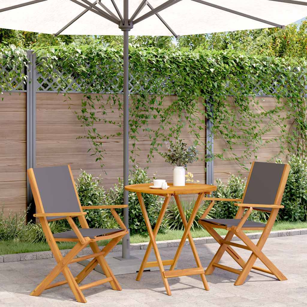 Vidaxl - Ensemble de bistro 3 pcs-Salons de jardin anthracite tissu et bois massif 474993 - Image 1