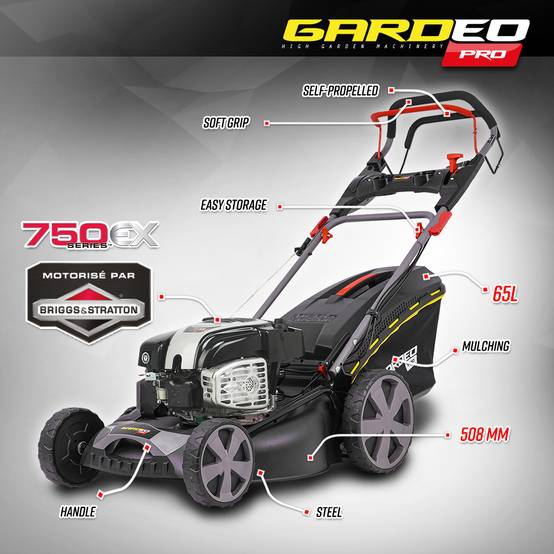 Gardeo Pro - Tondeuse thermique tractée 161CC avec moteur Briggs and Stratton, mulching et éjection latérale - Gardeo Pro - Image 1