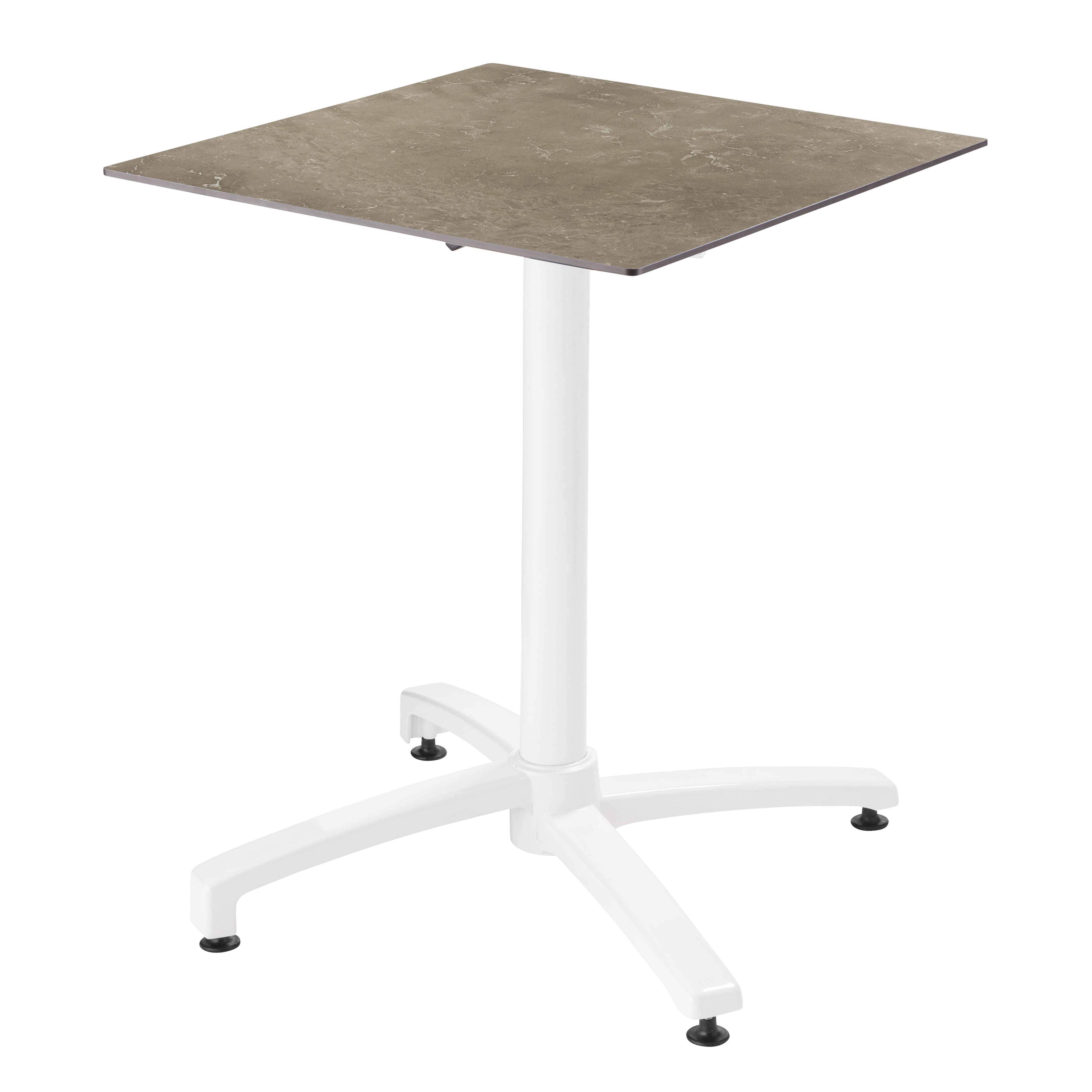 Oviala - Ensemble table de terrasse stratifié marbre beige et 2 fauteuils blanc - Oviala - Image 2