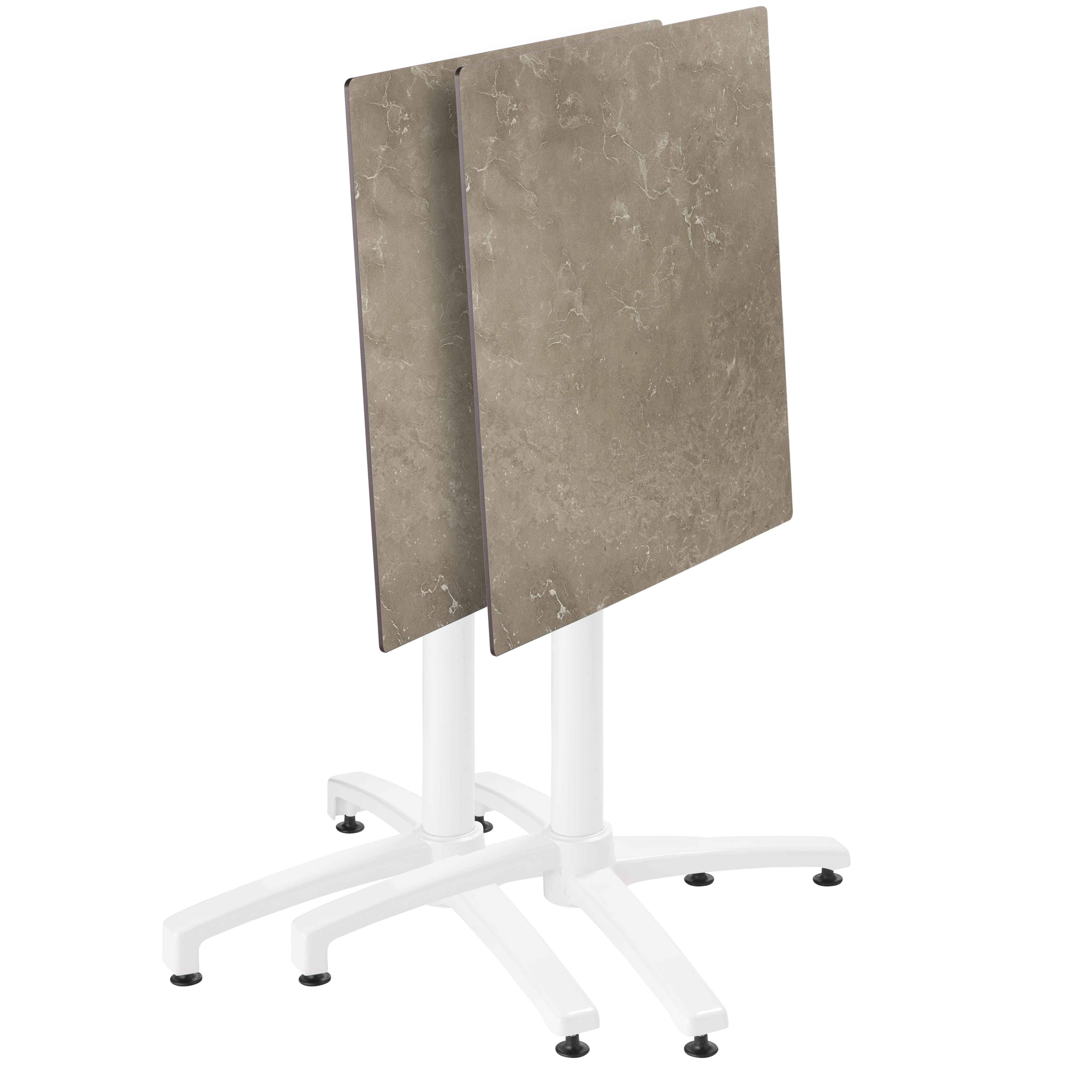 Oviala - Ensemble table de terrasse stratifié marbre beige et 2 fauteuils blanc - Oviala - Image 3