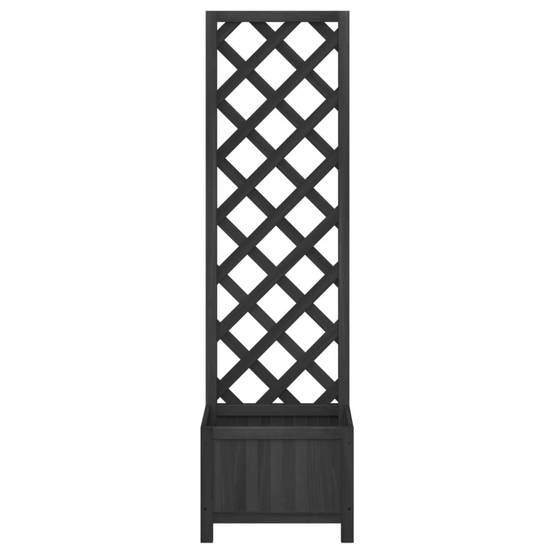 Jardinière avec treillis bois de sapin noir 40 x 30 x 135 cm - PANGIVO - Image 4