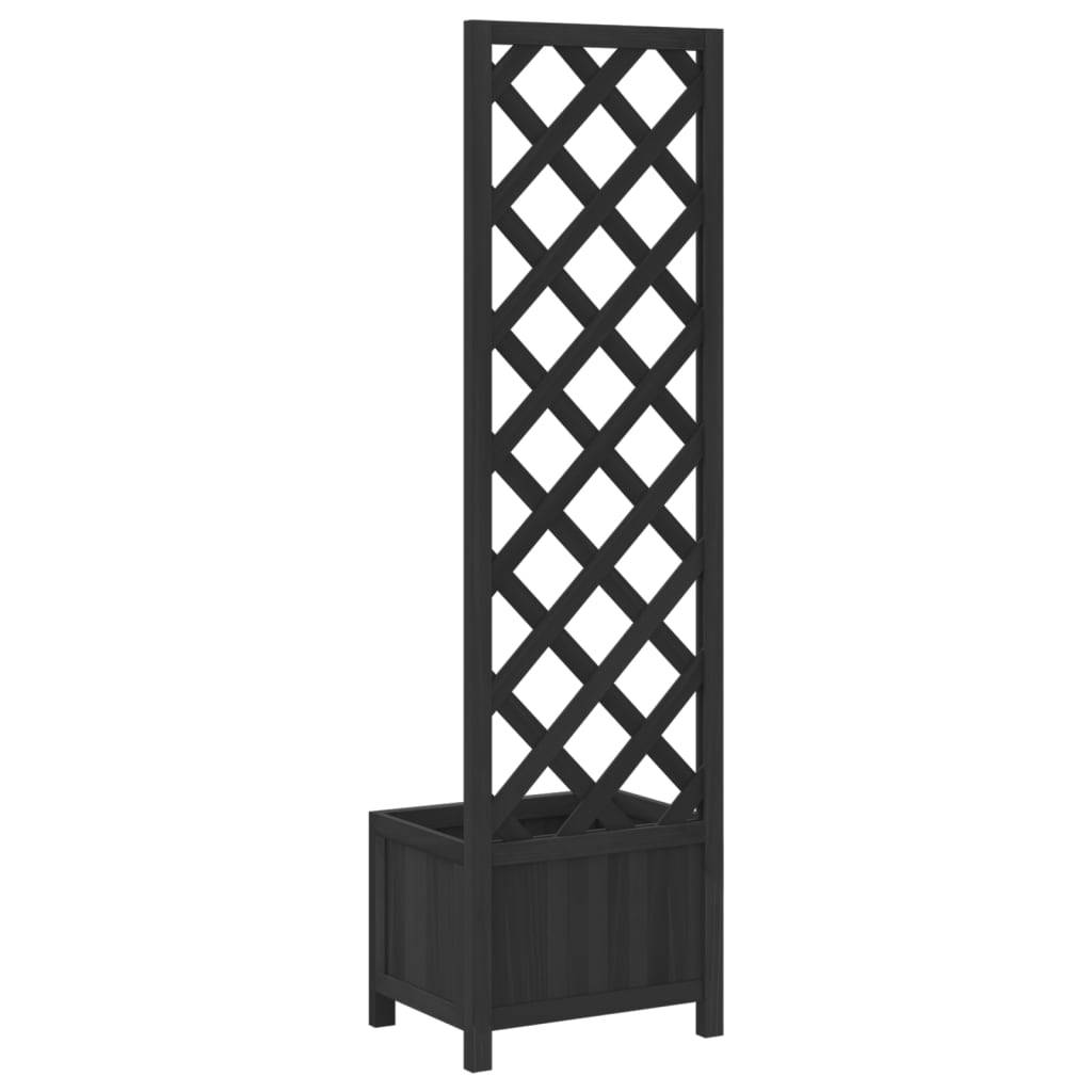 Jardinière avec treillis bois de sapin noir 40 x 30 x 135 cm - PANGIVO - Image 6
