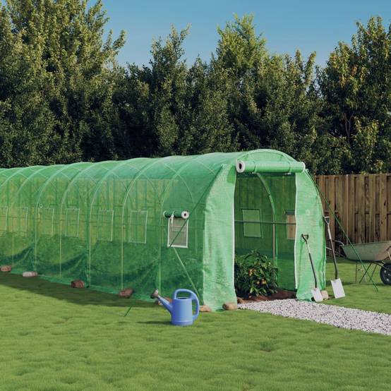 Serre de jardin 24m² - Serre de culture avec cadre en acier vert 12x2x2 m MAISON CHIC - Image 2