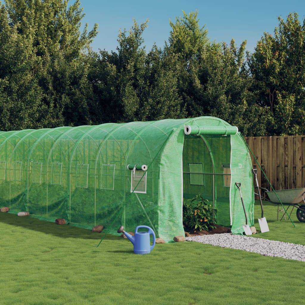 Serre de jardin 24m² - Serre de culture avec cadre en acier vert 12x2x2 m MAISON CHIC - Image 2