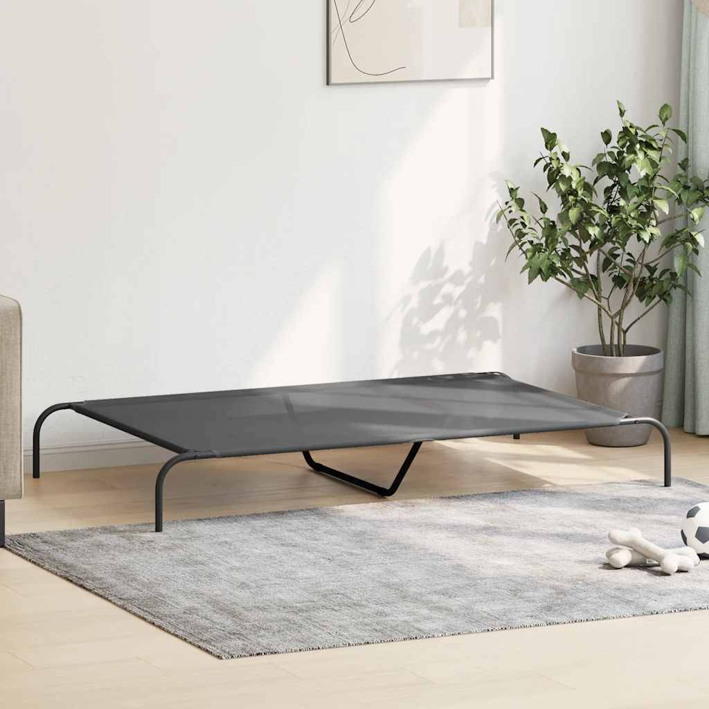 Lit surélevé pour chien textilène et acier gris 150 x 90 x 20 cm - PANGIVO - Image 3