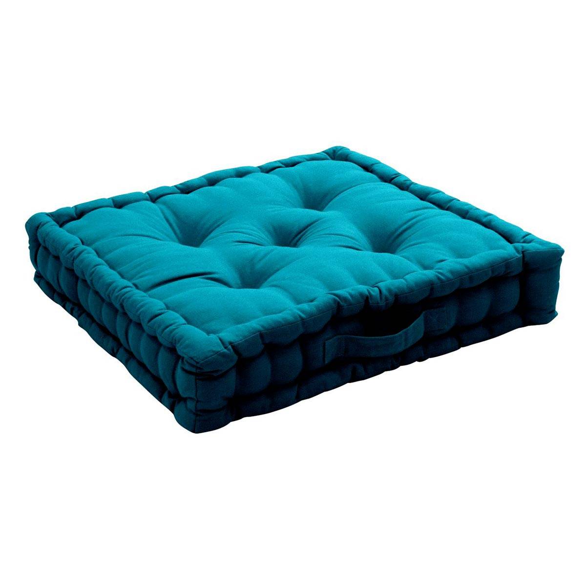 Enjoy Home - Coussin de Sol Uni "Panama" 50x50cm Bleu Canard - Image 1