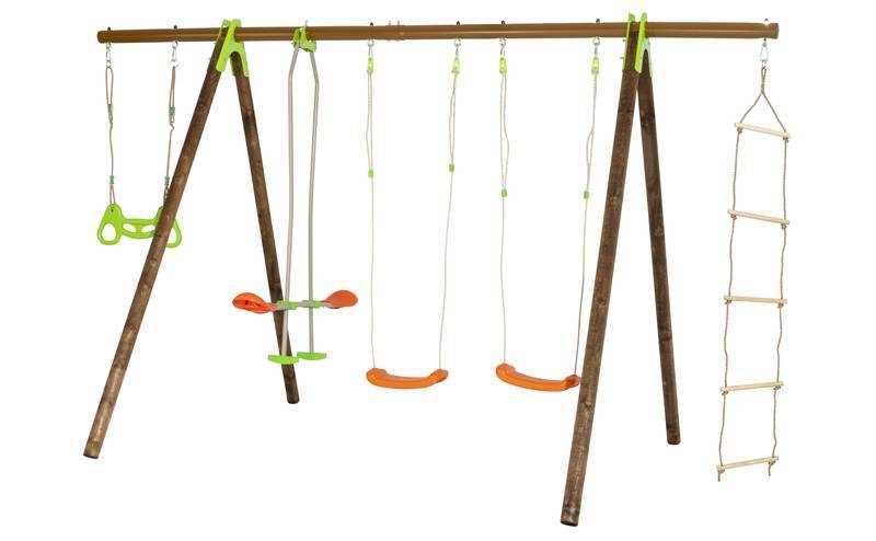 Trigano - Portique BAYANO TECHWOOD - hors tout 8,45 m² - 5 agrès fixés + 3 agrès Trigano - Image 1
