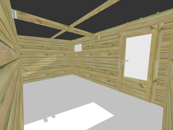 ABRI DE JARDIN bois autoclave 27mm - 7,84x2,64m / 21m2 - Bac acier - Plancher bois - Image 5