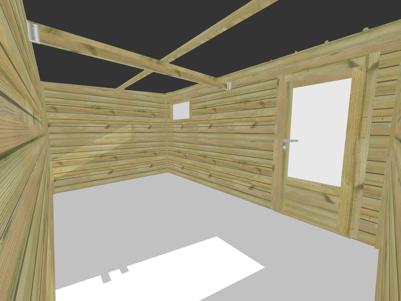 ABRI DE JARDIN bois  autoclave 27mm - 7,84x2,64m / 21m2 - Bac acier - Plancher bois - Image 5