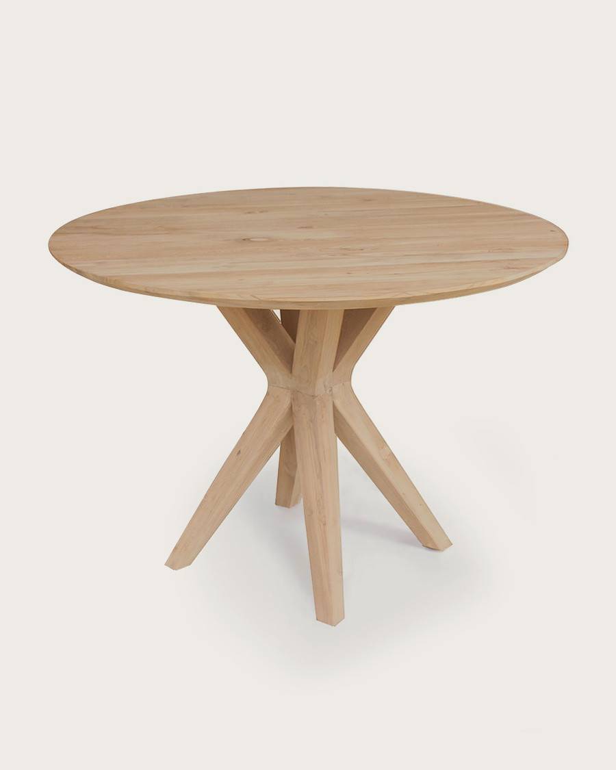 Amelia - Table repas ronde en teck massif D110 cm 4/6 pers. - UNIQKA - Image 1