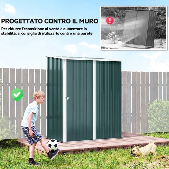 ComfortXL - Armoire de jardin métal rangement outillage extérieur toit incliné 161x94x196cm vert - ComfortXL Outdoor Living - Image 8