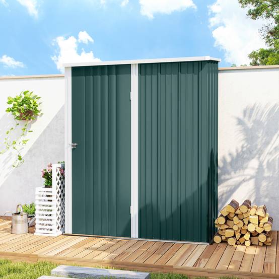 ComfortXL - Armoire de jardin métal rangement outillage extérieur toit incliné 161x94x196cm vert - ComfortXL Outdoor Living - Image 10