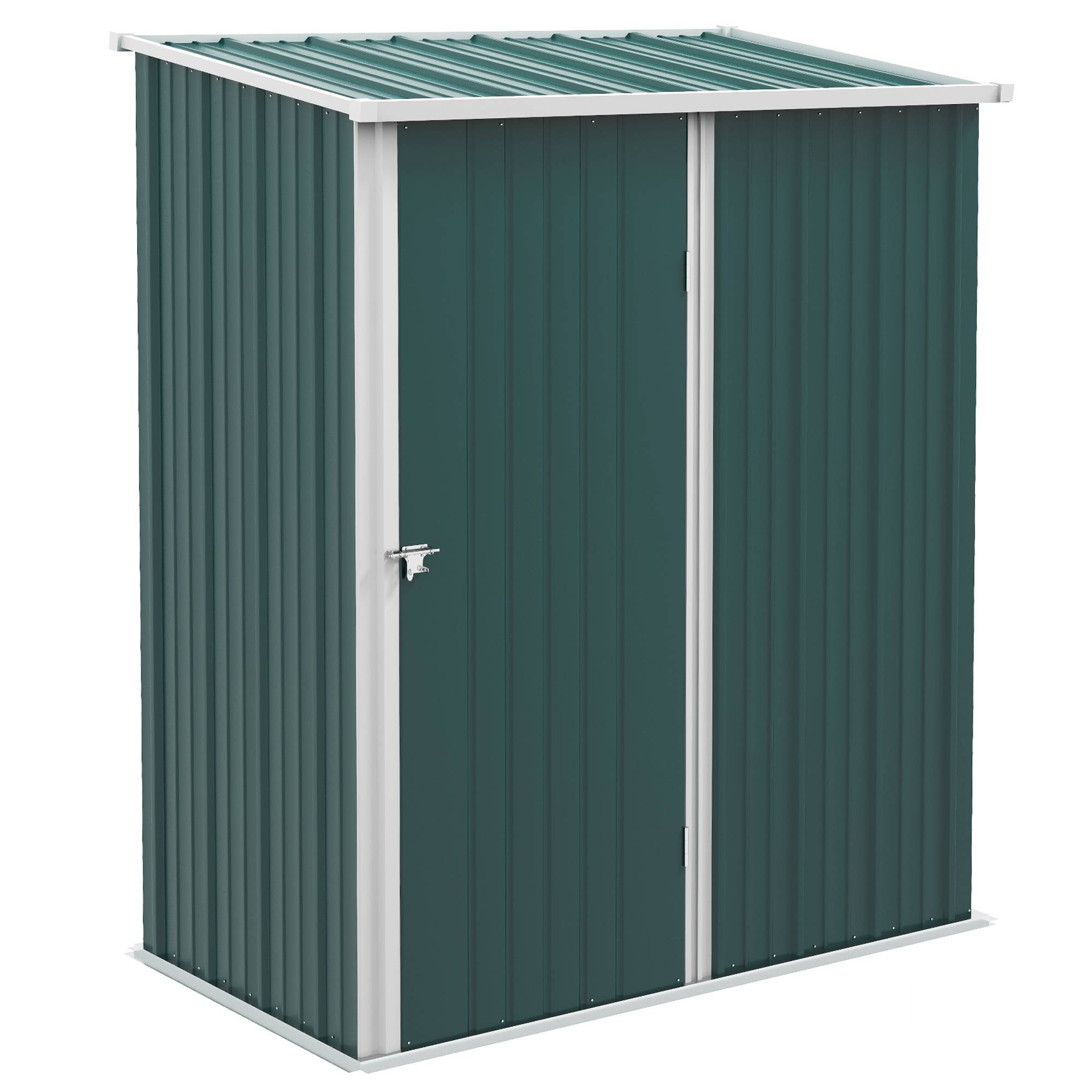 ComfortXL - Armoire de jardin métal rangement outillage extérieur toit incliné 161x94x196cm vert - ComfortXL Outdoor Living - Image 1