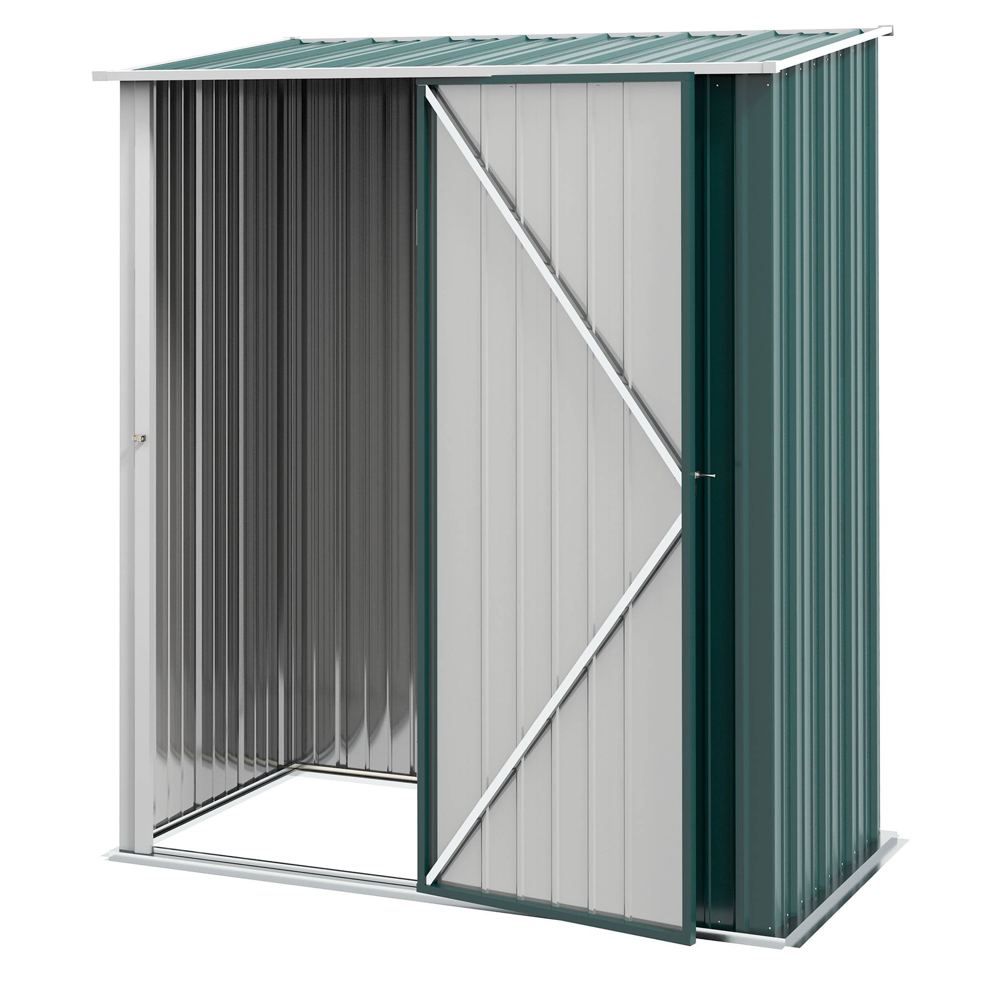 ComfortXL - Armoire de jardin métal rangement outillage extérieur toit incliné 161x94x196cm vert - ComfortXL Outdoor Living - Image 2